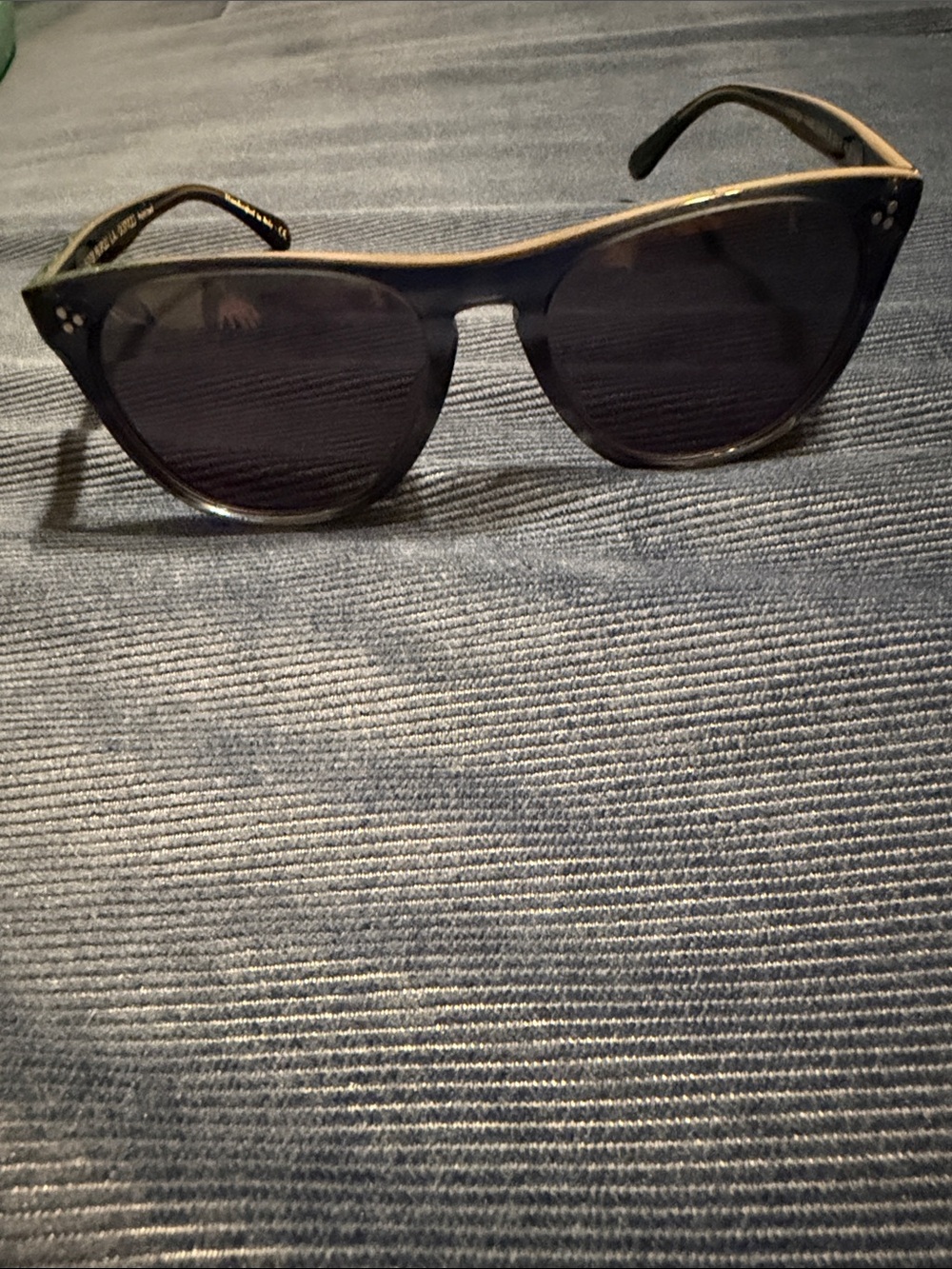 Oliver Peoples Daddy B Sunglasses with gray lenses. 
Dark blue tortoise.
